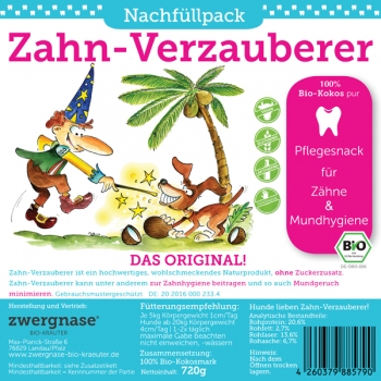 Nachfüllpack für "Zahn-Verzauberer Weihnachts-Dose" Snack, Kokos PUR, bio, 720g