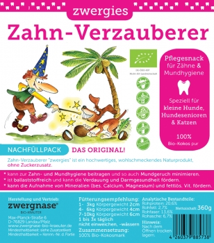 Nachfüllpack für "Zwergies in der Dose" 360g, Snack, Kokos PUR, bio