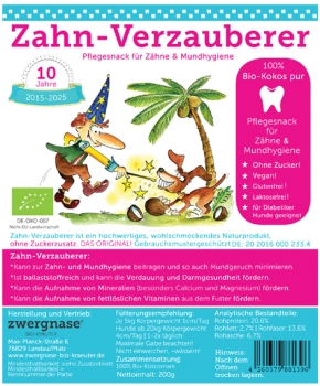 Zahn-Verzauberer 180g +10%  Bio-Kokos Zahn- und Mundhygiene-Snack für Hunde