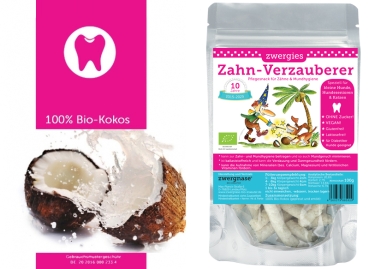 Zahn-Verzauberer "Zwergies" 90g +10% Bio Kokos Zahn- und Mundhygiene Snack für kleine Hunde und Katzen