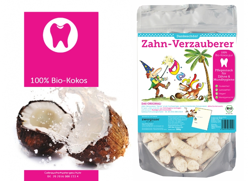 Zahn-Verzauberer "DANKESCHÖN" 500g Pflegesnack für Zähne/Mundhygiene Kokos PUR, bio