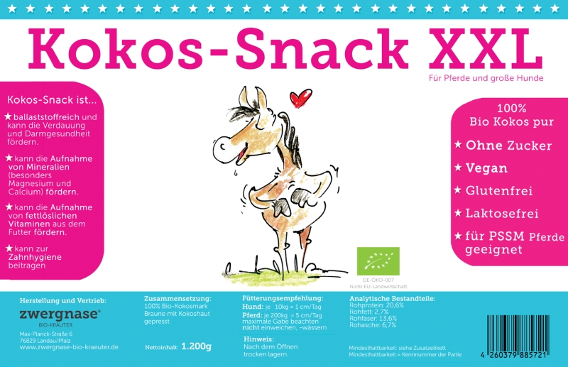 "Kokos-Snack XXL" 1200g Bio Kokos Zahn- und Mundhygiene Snack für Pferde und große Hunde